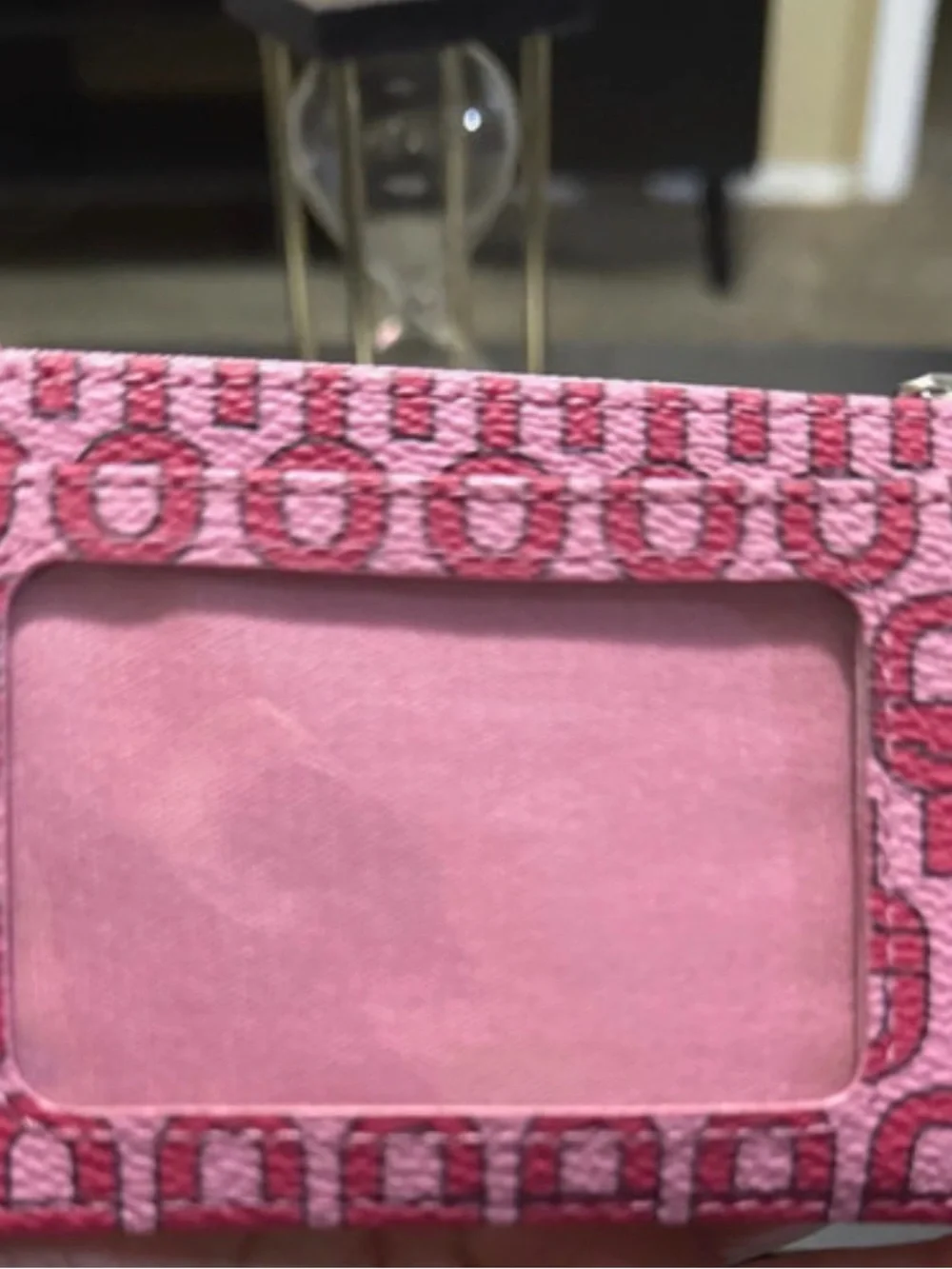 TOUS Pink Logo Zip Cardholder with Embossed Patch